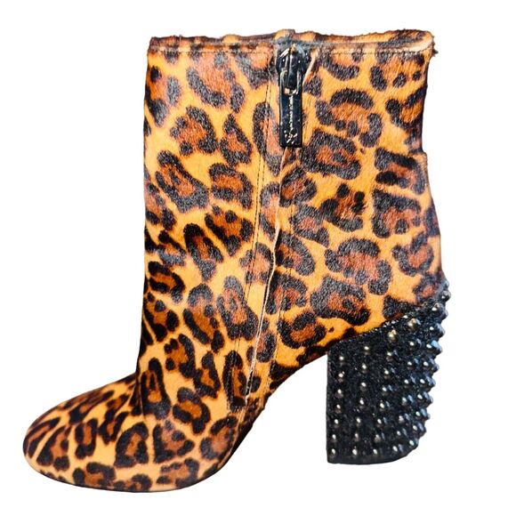 Jessica Simpson Leopard Wexton Studded Block-Heel Booties Size 6 - Picture 6 of 14